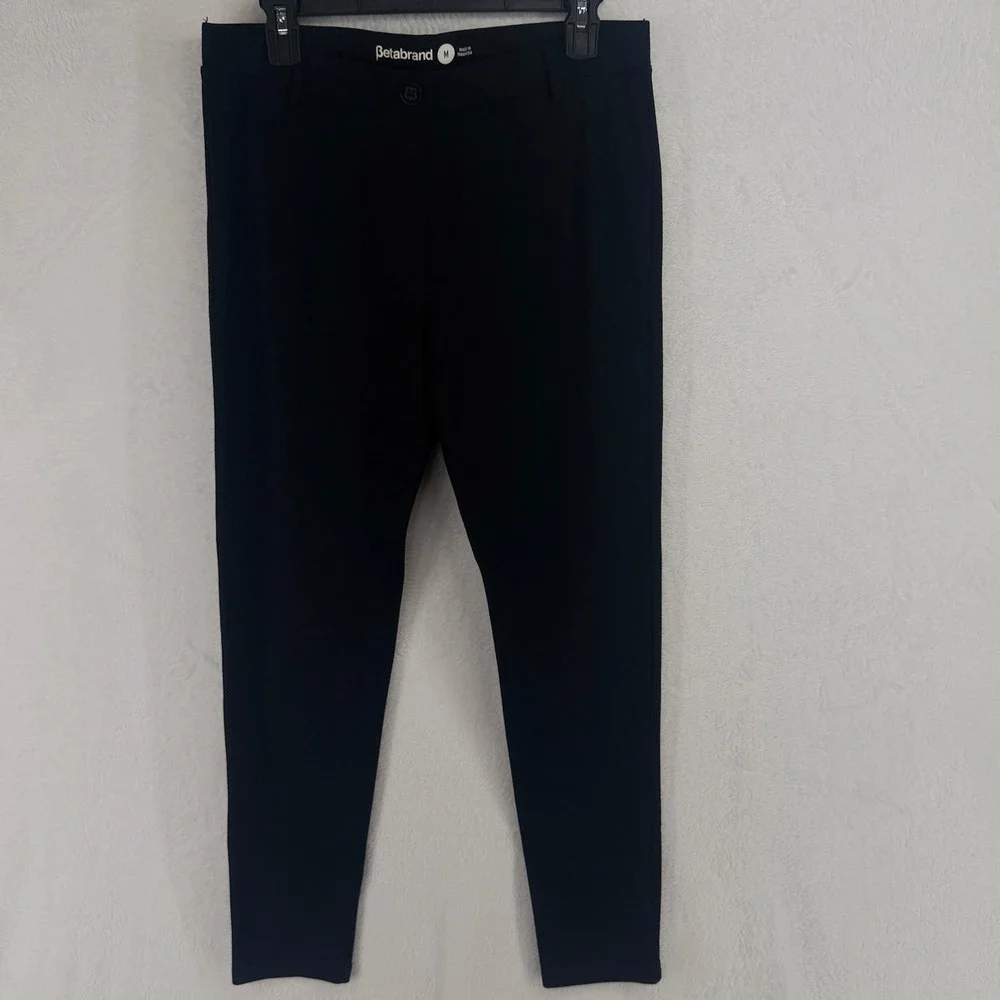 Betabrand Dress Pant Yoga Pants Women M Black Skinny Leg Workwear Comfort